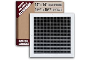 Fits 14x14 Duct Opening | Aluminum Eggcrate Return Air Grille | Low Noise & High Air Flow, Rust Proof Vent Cover Grill for Si