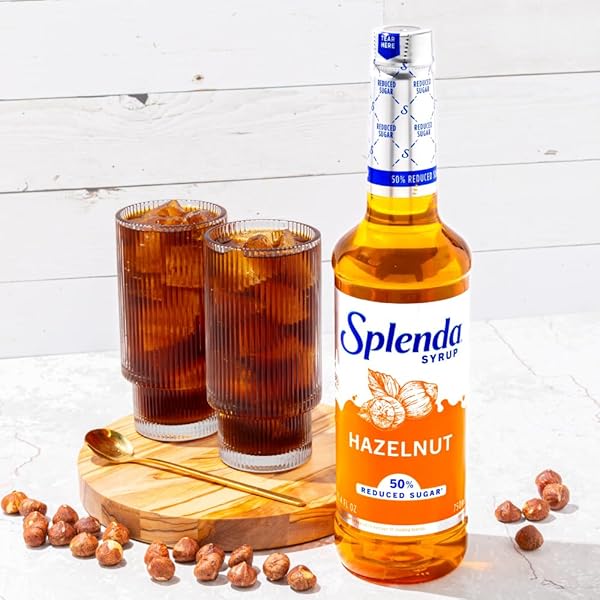 SPLENDA COFFEE SYRUP, HAZELNUT, REDUCED SUGAR, FLAVORED LIQUID SYRUPS FOR DRINKS, 750 ML BOTTLE