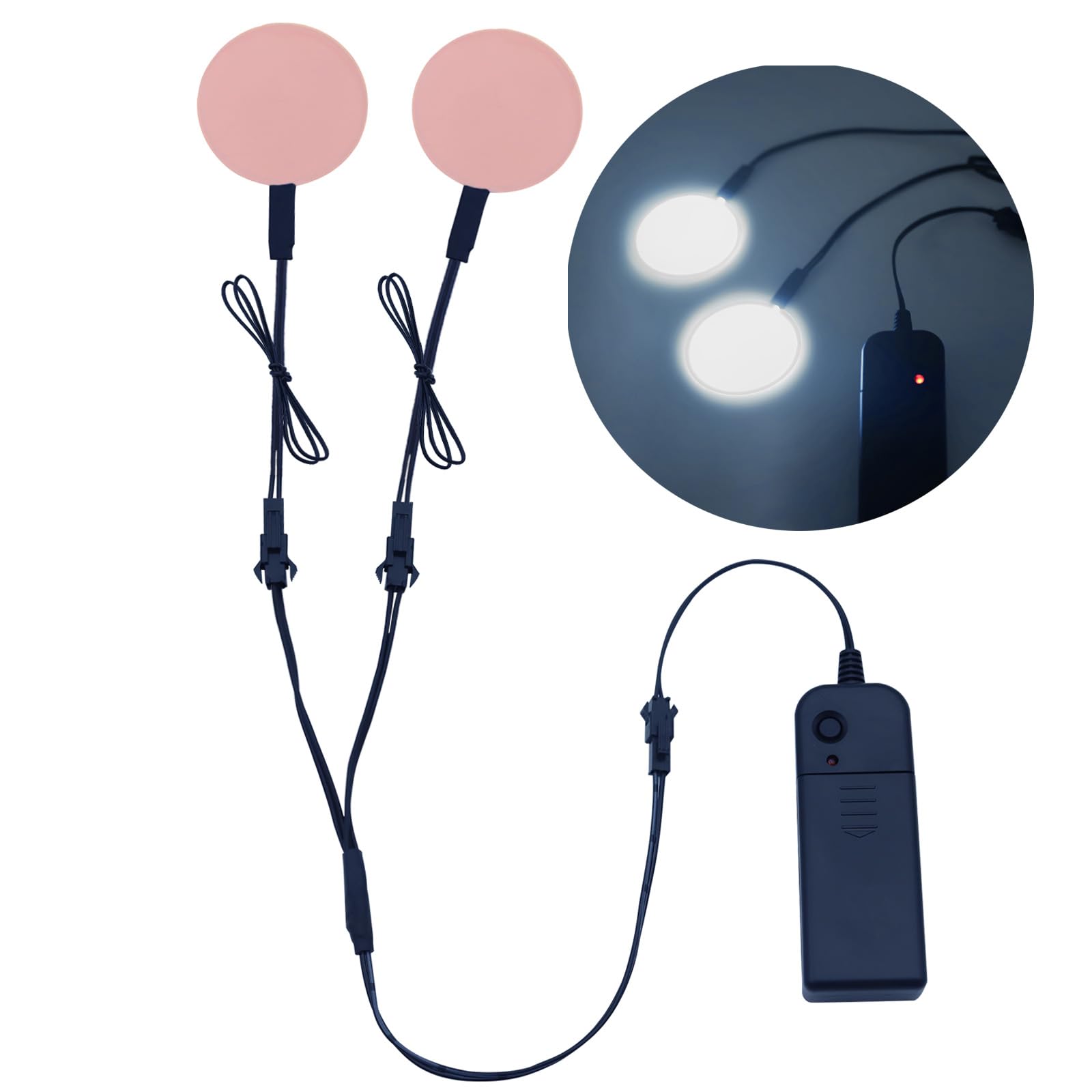 YnGia 2PCS 50mm Glowing LED Eyes, EL Panel Light Electroluminescent El Sheet Panel Light Round DIY Cuttable Sheet for Cosplay Party Mask Eyes Superhero Helmet Decoration (White)