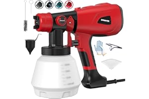 LESONJOY Paint Sprayer 1000W High Power Electric Spray Paint Gun with Adjustable Spray Width Knob 4 Nozzles and 3 Patterns Easy to Clean for Furniture Home Interior House Painting Red