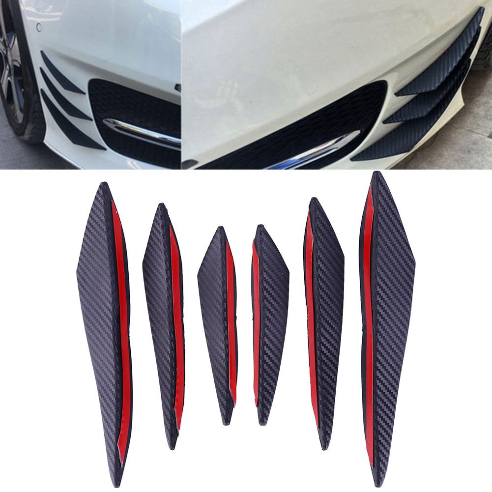 ZHUOTOP Set of 6 Universal ABS Carbon Fibre Front Lip Fins Splitter Body Spoiler Ducks Valencia Chin Bumper