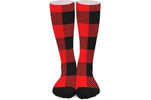 Unisex Novelty Crew Socks,Buffalo Plaid Red And Black Rob Roy Macgregor Tartan Mid Calf Dress Socks Sports Socks Knee High At