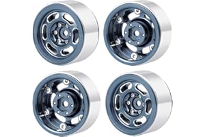 MOHERO 4Pcs 1.3 RC Beadlock Wheel Rims for 1/18 1/24 RC Crawler TRX4M Axial SCX24 Redcat Ascent-18 Upgrade Parts (Grey)