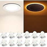 Amico 12 Pack 4 Inch 5CCT Recessed Pot Light with Night Light, 2700K/3000K/3500K/4000K/5000K Selectable, 10W 700LM Dimmable L