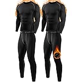 ATTIQOZI 2 Pack Thermal Underwear for Men Long Johns Fleece Lined Compression Pants Base Layer Cold Weather Top Bottom