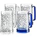 Decodyne Beer Freezer Mug - Double Wall - 16oz. Capacity (Set of 4) 2 Blue, 2 Clear
