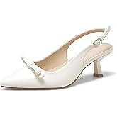 Greatonu Women's Kitten Heels Pointed Toe Slingback Dress Pumps Shoes