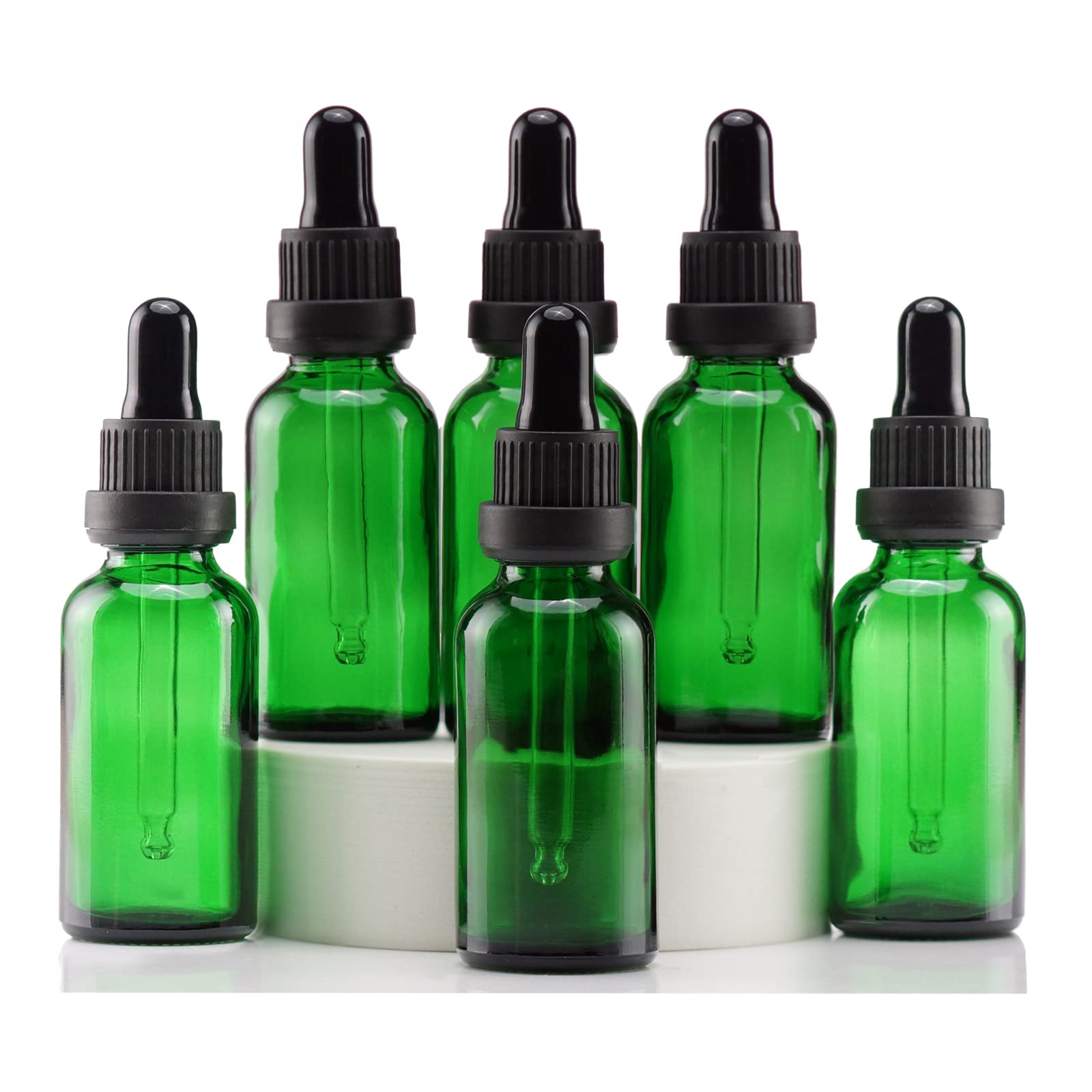 Yizhao Green Glass Dropper Bottles 30ml, with Glass Pipette Dropper, for Essential oil, Aromatherapy, Laboratory, Massage, Makeup, Mixing, Travel– 6Pcs