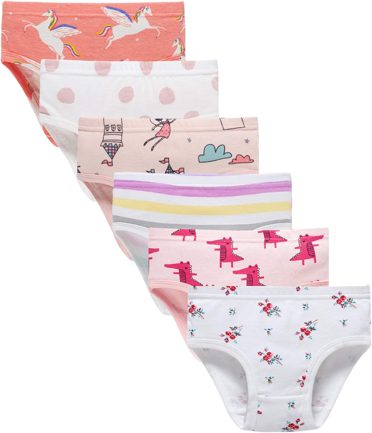 Sladatona Little Girls' Soft Cotton Underwear Bring Cool, Breathable Comfort Experience Panty(3/4t variety, Pack of 6)