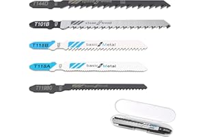 Jigsaw Blades Set 5PCS T Shank, Wood and Metal Cutting Blades Assortment T144D T101B T118A T118B T119BO, Compatible with Most