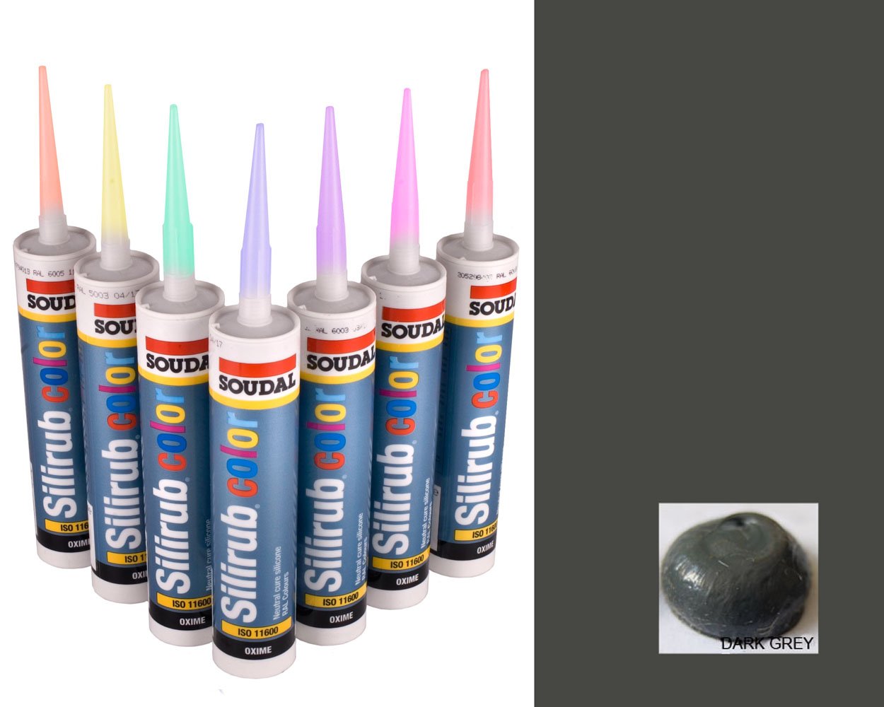 Dark Grey Premium Silicone Sealant Soudal Silirub 2, 310ml, bathrooms, kitchens, windows & doors, flooring, roofing
