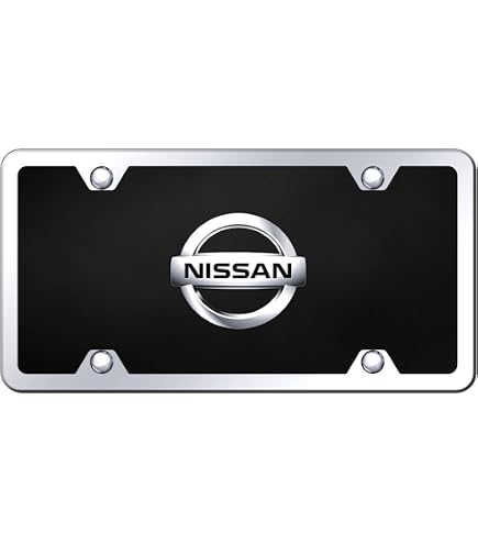 IPick Image Nissan Altima 3D Silver Brushed Metal License Plate - Black Stainless Steel, 12"x6"