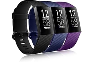 Wepro Waterproof Bands Compatible with Fitbit Charge 4 / Charge 3 / Charge 3 SE for Women Men, 3-Pack, Small, Large