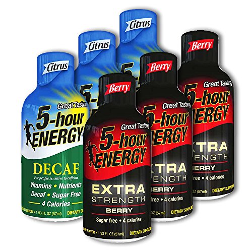 5 Hour Energy, 6 Decaf Citrus + 6 Extra Strength Berry, 12 Count