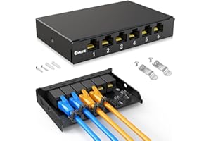 Enmane 6 Port Patch Panel 0.5U CAT6 Keystone Patch Panel (EC Listed) for Desk Mount Home Ethernet Termination Box (EM-0.5U CAT6)