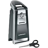 Hamilton Beach Smooth Touch Electric Can Opener With Easy Push Down Lever | Opens All Standard, Extra-Tall &amp; Pop-Top Cans | Includes Stainless Steel Scissors | Black &amp; Chrome | 76607J
