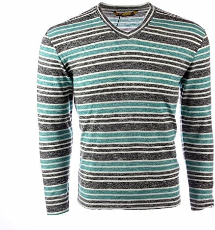 FADED STRIPED V-NECK SWEATER (blue, large)