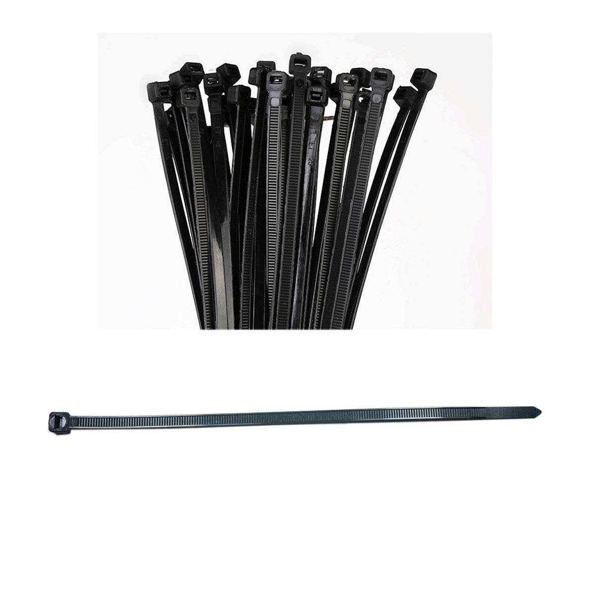 Heavy Duty 16 Inch Self-Locking Nylon Cable Zip Ties, Width 0.2 Inch, 50 Pieces (Black)