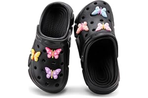 HOEASE Cute Butterfly-Themed Lightweight Girls' Clogs, Platform Soft Sole Closed Toe EVA Home Garden Clog Shoes, Two-Way Wear Breathable Beach Clogs, Trendy Non-Slip Slip-On Sandals for Outdoor Indoor