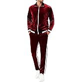 RPOVIG Velour Tracksuit Sweatsuit Velvet:Men's Jogging track suit 2 Pieces Set Zip Up Sweatshirts Jacket Pants With Pockets