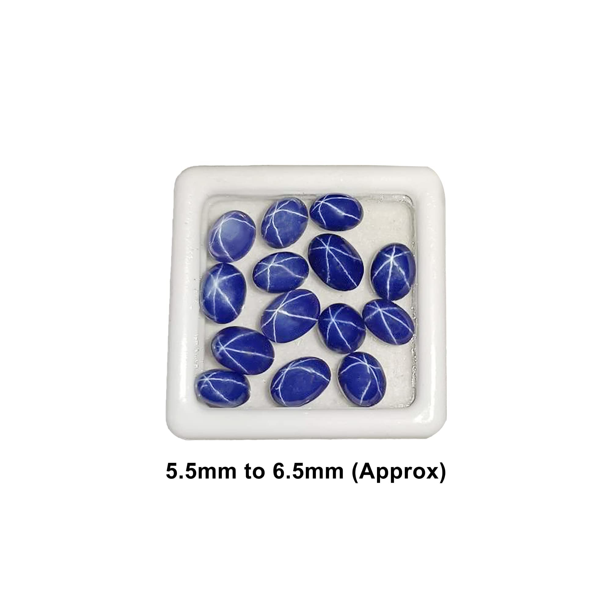 GEMHUB 20 Ct Set of 10 Pcs 6 Rays Precious Star Blue Sapphire Loose Gemstone Beads Oval Cabochon Blue Star Sapphire