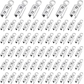 UNICRAFTALE 300Pcs 304 Stainless Steel Folding Crimp Ends Fold Over Cord Ends Terminators Clamp End Tips Leather Ribbon Ending Clasp Tips Metal Jewelry Connector for Bracelets