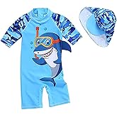 Best for All Baby Boys Kids Swimsuit Toddlers One Piece Zipper Swimwear with Hat Rash Guard Surfing Suit