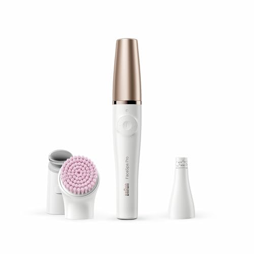Braun FaceSpa Pro, Epilatore Viso Donna, Accessori per Epilazione e Pulizia Viso, Depilatore Donna Idea Regalo, SE912 Bianco e Oro