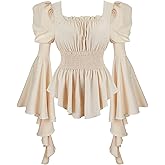 Womens Tops and Blouses Victorian Pirate Skirt Costumes Steampunk Plus Size Renaissance Shirt