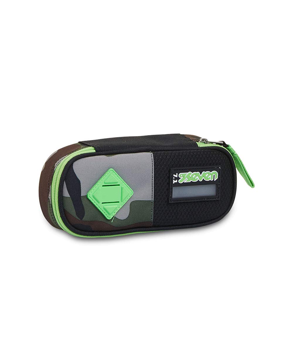 Seven Pencil case - Pen bag, multicolor, Box for Stationery, Pen Pouch for Teen Girls and Boys, Perfect for School Supplies, green, HALF BLACK