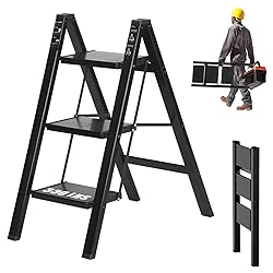3 Step Ladder, Aluminum Lightweight Folding 3 Step