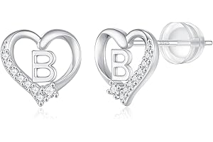 CIVOKINA Earrings for Girls Kids, 925 Sterling Silver Post Hypoallergenic Girls Earrings CZ Letter Earrings for Girls Teen Girls Initial Earrings for Girls Teen Girls Kids Toddler Christmas Gifts