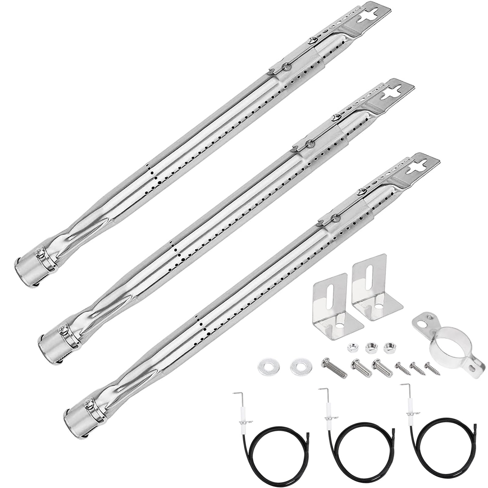 GFTIME 35.5 to 48.3 cm Universal Burner for Charbroil, Napoleon, Landmann, Enders, Barbecook, Tepro, Taino, Proficook, Adjustable Stainless Steel Burner Accessories, Pack of 3