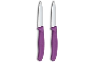 Victorinox Swiss Classic Paring Knife & Vegetable Knife Set, 2 Pieces, 8 cm, Straight Blade, Black