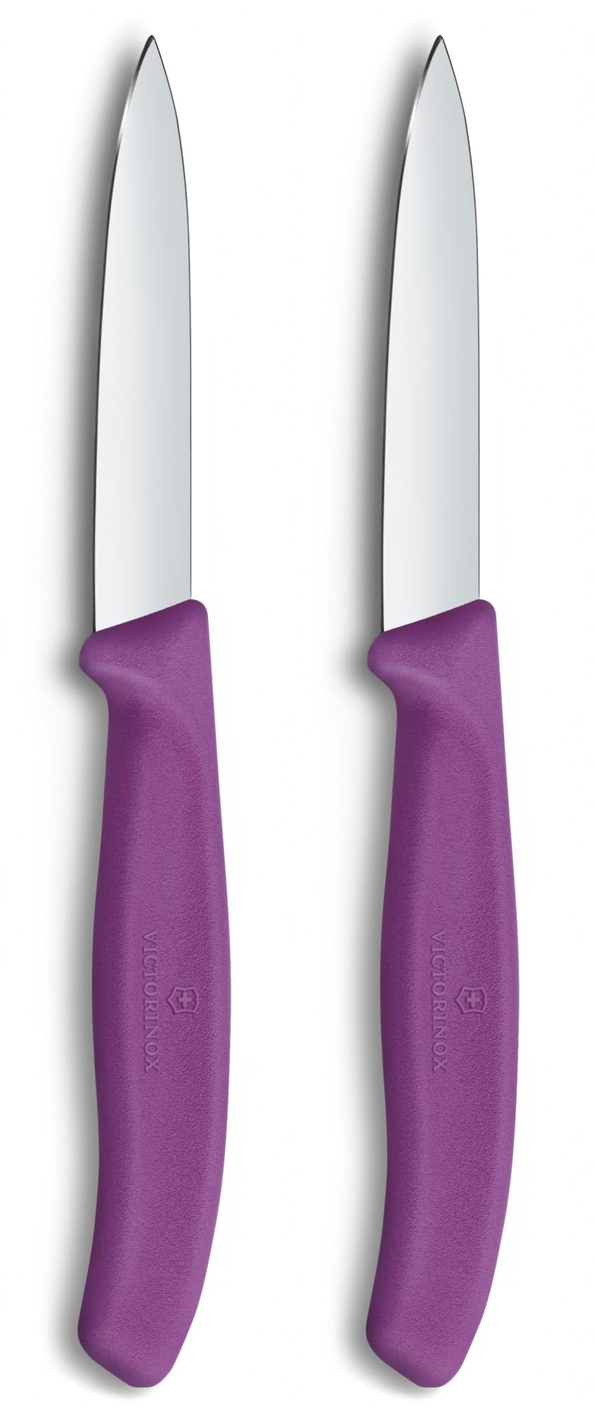 Victorinox Swiss Classic, Schäl- und Gemüsemesser Set, 2teilig, Extra Scharfe Klinge, Gerader Schliff für Präzise Schnitte, 8 cm, Rostfreier Stahl, Violett