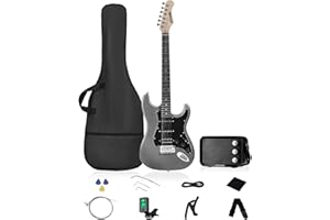 RVONE RST-150 39”Beginner Electric Guitar Kit with Amplifier, Classic HSS Pickup, Electric Guitar with Gig Bag, Capo, Strap, 