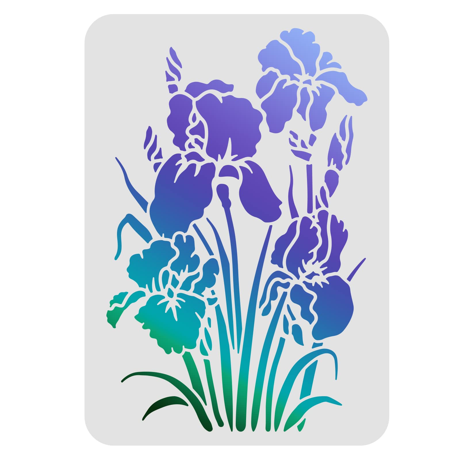FINGERINSPIRE Iris Stencil 29.7x21cm Plastic Flowers Drawing Painting Stencils Flower Floral Wall Stencil Reusable Stencils for Painting on Wood, Floor, Wall and Tile — image 1