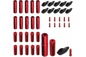 Lotatheta 10 PCs Each Red Bike Brake Cable Tips Caps End Crimp Shift Derailleur + Cable Tube Clamp Grommets Frame Buckles Cli