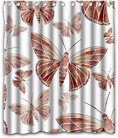 NLBH Designs Watercolor butterflies pattern Polyester Fabric Bathroom Shower Curtain