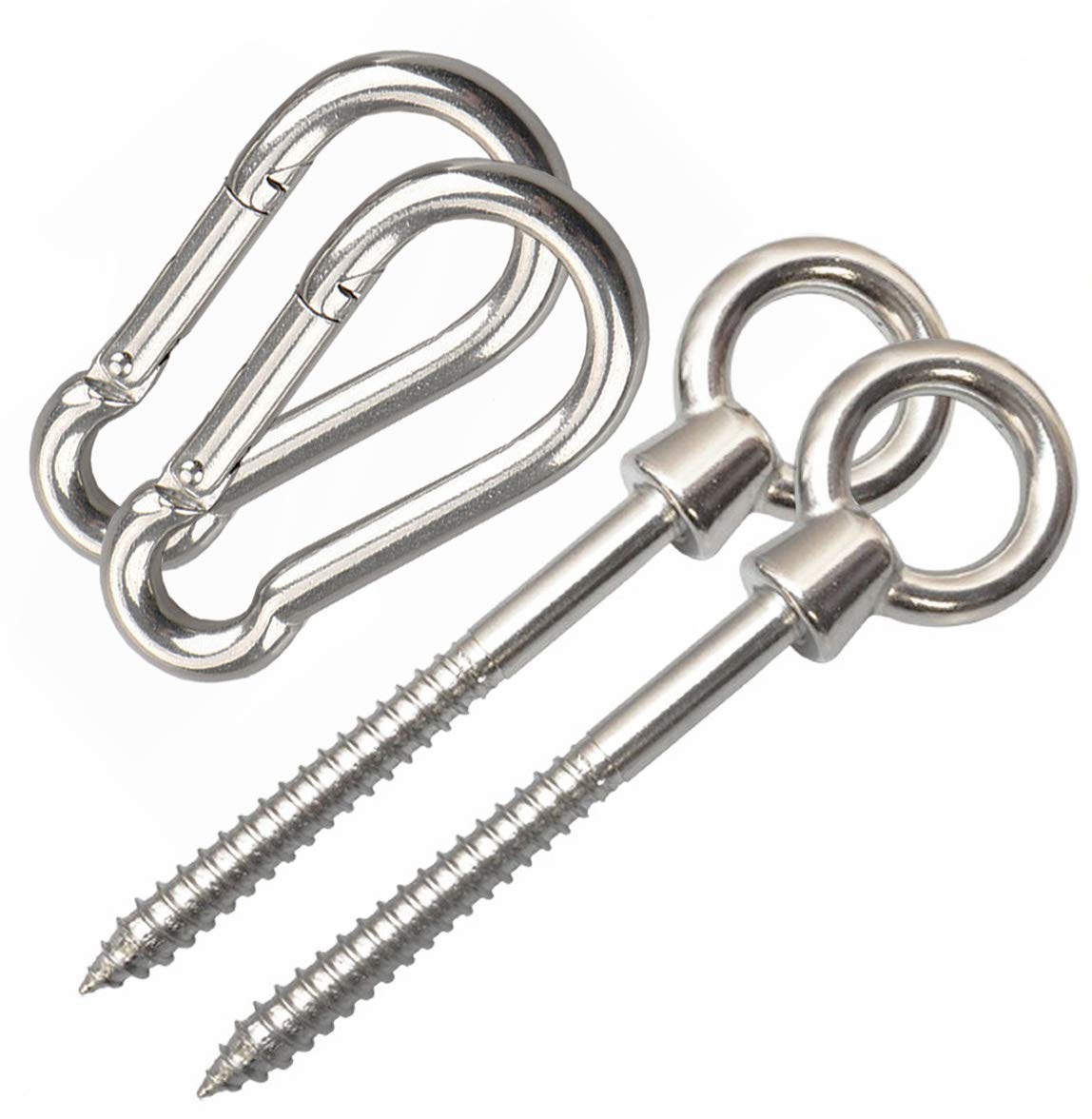 AIVOOF Hammock Hanging Kit, Heavy Duty Stainless Steel Hammock Hooks and Carabiners - 1300LB Capacity Swing Hardware for Indoor/Outdoor Use