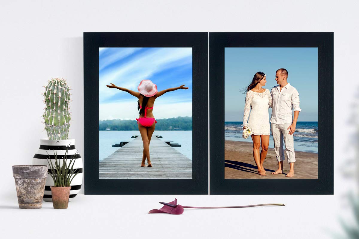 arteWOODS 5x7 Picture Frame 2 Pack Black Solid Wood Collage Photo Frames for Display Pictures 5 x 7 Inches, for Tabletop Display and Wall Decor