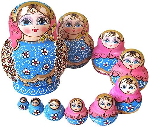 YAKELUS 10pcs Russian Nesting Dolls Matryoshka handmade1073