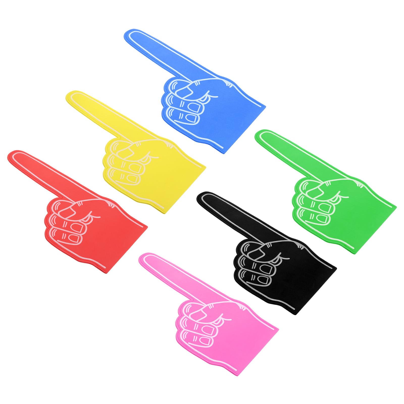 PATIKIL Giant Foam Finger 18 Inch, 6 Pcs Number 1 Blank Foam Hand EVA Foam Finger Cheerleading for Sports Events Baseball Basketball Soccer Games, Multicolored