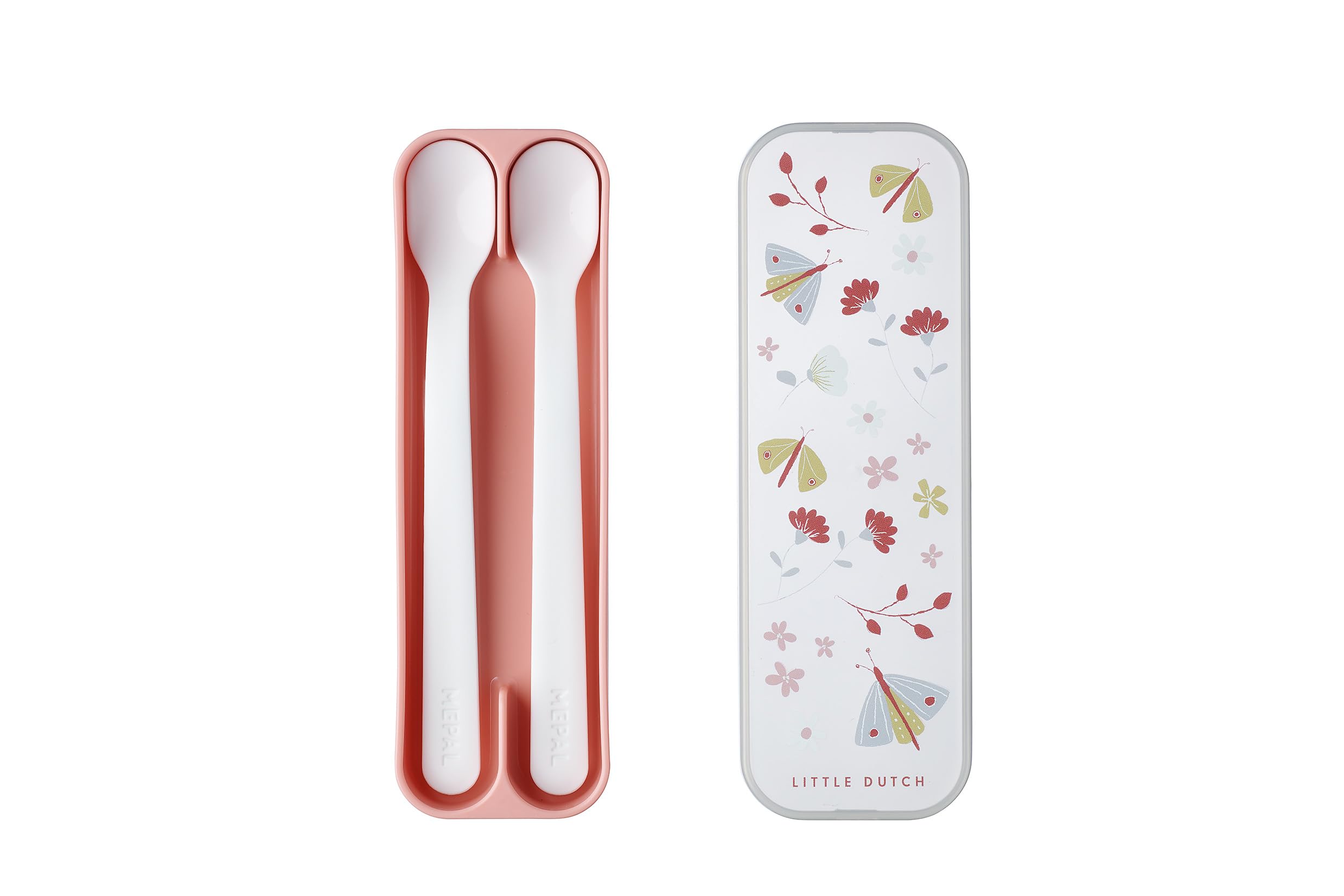 Mepal – Baby Feeding Spoon Mepal Mio – Long-Handled Baby Spoon – Dishwasher-Safe Baby Spoon – Baby Utensils - & BPA-Free - Set of 2 – Flowers & Butterflies