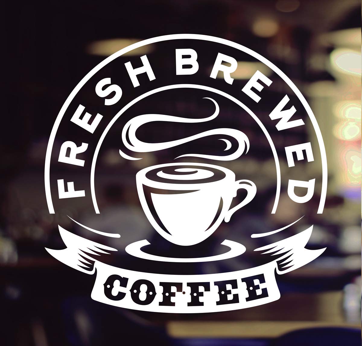 Fresh Brewed Coffee Takeaway Cup Window Sign Vinyl Sticker Graphics Cafe Shop Salon Bar Restaurant