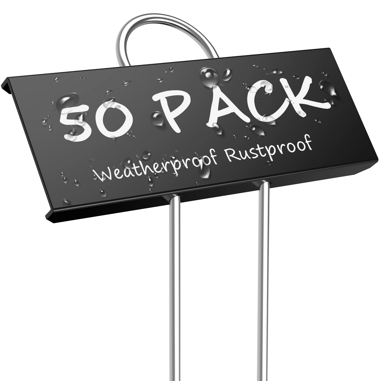 STARTOSTAR Plant Labels for Outdoor Plants 50 Pcs, Metal Garden Markers Tags 9x3 cm for Vegetables, Herbs, Flowers, Seedlings, Reusable & Weatherproof （Black）