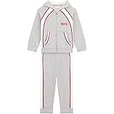 GUESS Boys Eco Long Sleeve Hooded Sweatshirt And Sweatpants, Light Stone Heather, 6