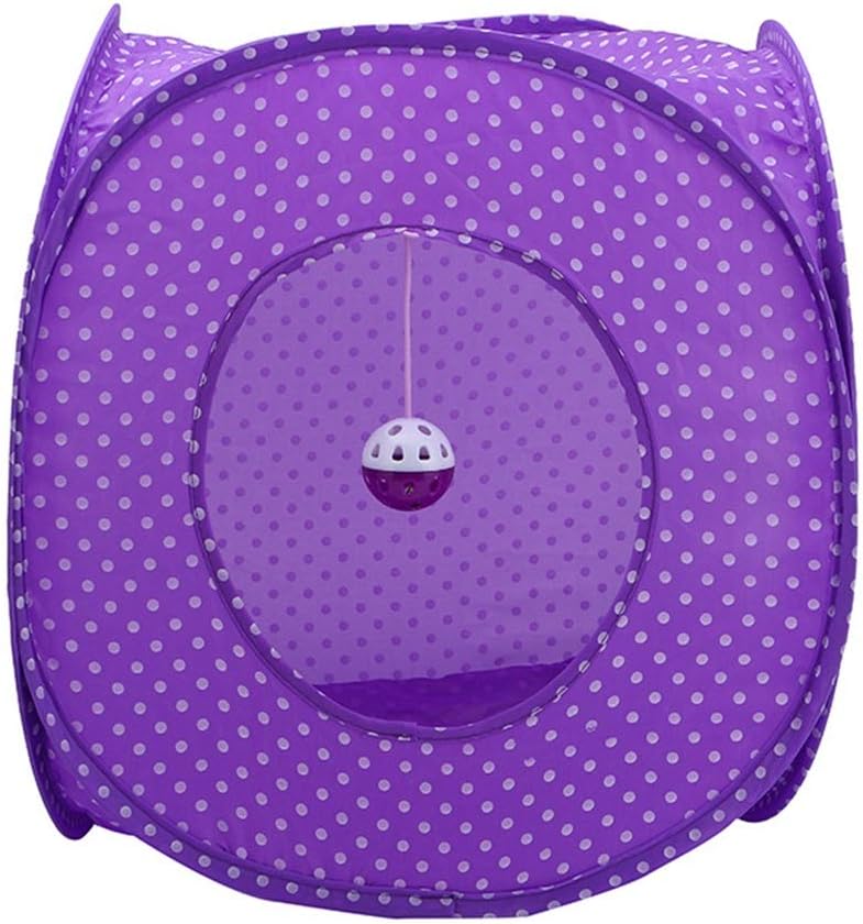 FANCYKIKI Pop-up Cat Cube Game Kennel Cat Bed Foldable Cat Cube Tunnel Cat Toy Lounge Sofa Top Pet Bed with Memory Foam (Color : Purple)