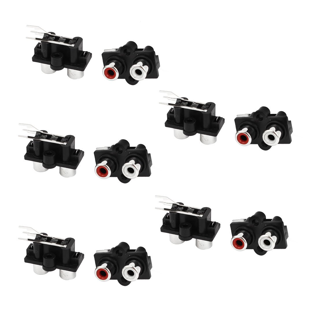 sourcing map AV Concentric PCB Mounted 2 Female Jack RCA Socket Connectors 10 Pcs