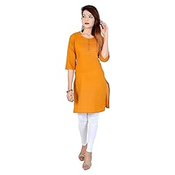 Chichi Indian Women's Plain Cotton Straight Yellow